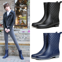 Rain animal husbandry mid-tube rain boots womens non-slip rain boots rubber shoes work water boots soft-soled galoshes waterproof fashion outer water shoes
