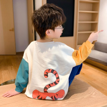 2021 new childrens pajamas boys spring and autumn cotton long sleeve small middle and Big Boy give birth baby home suit suit