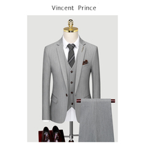 Suit suit suit mens three-piece Korean slim Ruffian striped small suit professional dress groom wedding dress