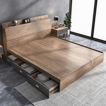 Nordic bed Modern simple bedside storage bed 1 8 meters 1 5 meters Economy double bed High box storage bed