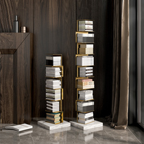 Nordic Light Lavish Living Room Floor Style Multilayer Bookshelves Personality Creative Art Wall Design Feel Marble Bookshelves