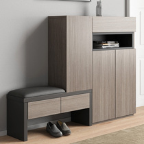  Modern and simple door shoe cabinet Household door entrance cabinet storage cabinet sitting stool integrated wall staircase home shoe cabinet