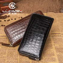  Crocodile leather handbag belly without fight mens leather long zipper wallet clutch Business leather bag mens bag