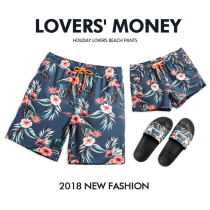  Couple elastic quick-drying loose beach pants men and women honeymoon seaside vacation can go into the water shorts hot spring swimming trunks