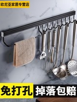 Kitchen hook rack non-perforated wall wall strong load-bearing adhesive hook row hook rack wall rack
