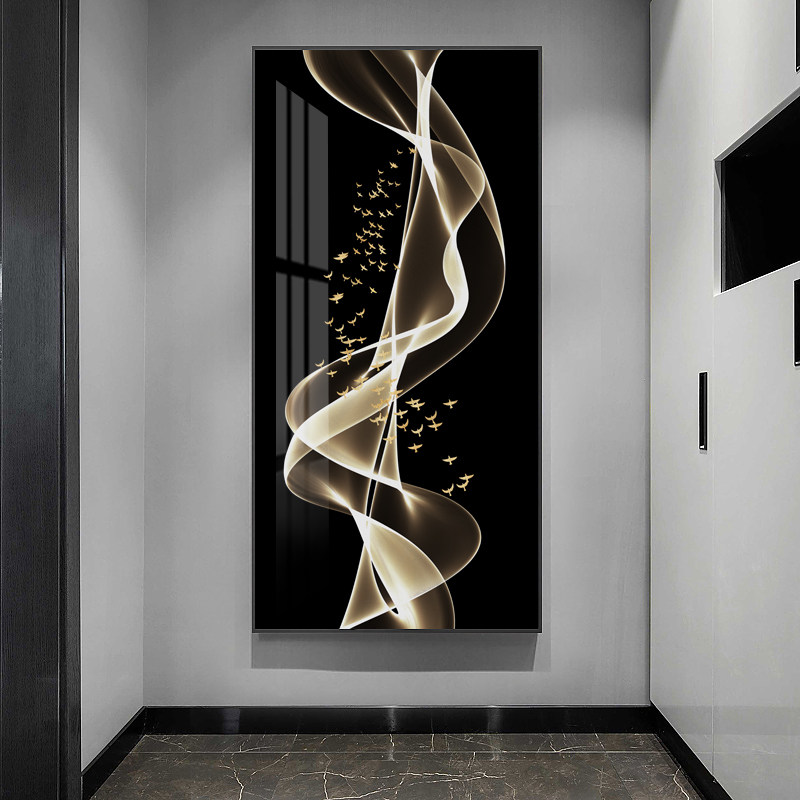 Light luxury Xuanguan decorative painting vertical version of the modern minimalist corridor corridor at the end of the wall hanging painting abstract entry crystal porcelain painting