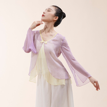 Silk Classical Dance Costume Rhyme Dress New Elegant Contrast Chinese Dance Clothes Practice Womens Shirt Performance