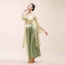 Fu silk classical dance costume female elegant front short back long coat performance clothing Chinese dance body rhyme gauze clothing practice uniform