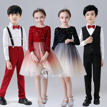 Children's Chorus Dress Girls Dance Dress Dress Host Pupil Boys Recite Dancing Dress