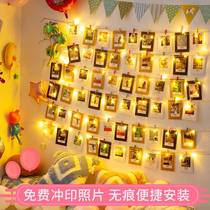 Hemp rope grid decoration net hanging wall ins photo wall net red bedroom dormitory room layout clip photo frame