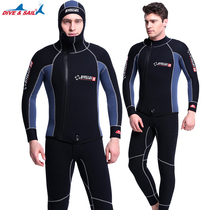 Professional diving suit male two-piece 5MM thick warm winter swimming long sleeve cold-proof jellyfish snorkeling surf suit