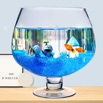 Small fish tank thickened glass living room desktop creative wine glass goblet goldfish turtle tank air landscaping