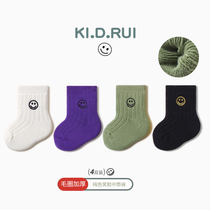 Xidrui baby socks autumn and winter plus velvet thickened newborn boneless loose mouth baby warm terry in the tube tide socks