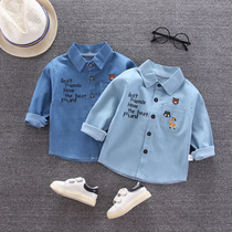 Boy Long Sleeve Shirt Spring Autumn New Ocean Gas Baby Spring Clothing Children Plaid Shirt Han Version Children Clothing Bottom Blouse