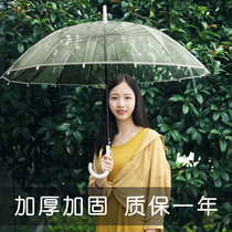 16-bone transparent umbrella long handle large double female white Net red umbrella automatic strong large folding custom umbrella