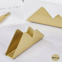 Creative Nordic brass peak business card holder Desktop business card storage rack Sticky note message clip base Business card storage box