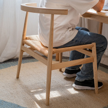 Culvert White Wax Wood Solid Wood Chair Casual Leaning Back Chair Nordic Dining Chair Modern Minimalist Book Table And Chairs Book House Dining Room