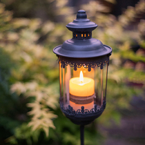 Huahan retro ground cast iron candle holder wind lamp courtyard road lead floor lawn lamp Villa landscape decoration ornaments