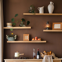 Huahan white wax solid wood partition wall shelf wall hanging living room TV background wall bookshelf Nordic Europe