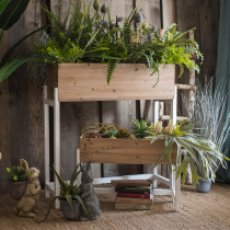 Han wooden flower trough flower stand flower few partition big flower pot design space storage retro literature