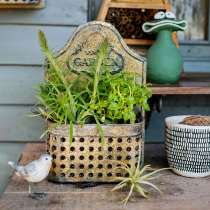 Huahan vintage wall hollow hollow flower basket flower balcony garden dried flower multi-meat flower pot hanging basket flower arrangement decoration