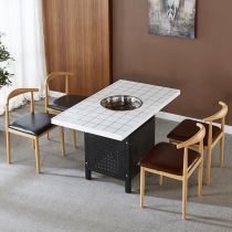 Hot pot table induction cookbook integrated commercial round table string incense gas cooker One pot hotel dining table and chairs combination