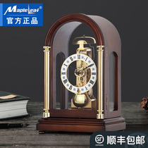 German imported Hemler movement mechanical clock Maple Leaf solid wood retro sitting clock European living room clock clock clock