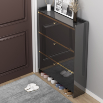 Light luxury flip bucket shoe cabinet simple ultra-thin 17cm Black Paint Hall Cabinet large capacity porch home door shoe rack