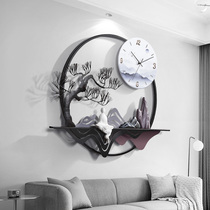 Atmospheric art New Chinese wall clock lamp clock wall clock Living room household creative fashion American wall hanging watch