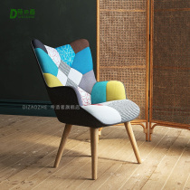 Designer hand-stitching cotton and linen fabric art living room bedroom theme hotel metal frame leisure sofa reclining rocking chair