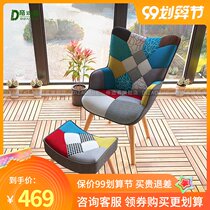 Designer hand-stitched cotton linen living room bedroom theme hotel metal frame leisure sofa reclining rocking chair