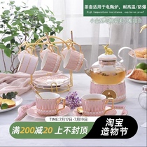 English light luxury afternoon tea Tea set Flower tea cup set Household European Nordic Fruit Teapot Glass candle heating