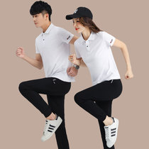 Sports Suit Men Polo Shirts Short Sleeves Summer Thin ice silk trousers Girls pure cotton lovers casual customised workwear