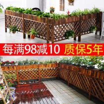 Anticorrosive wood fence garden fence courtyard wooden flower trough outdoor partition fence guardrail indoor restaurant partition flower stand