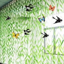 Mall supermarket Kindergarten decoration hanging decoration corridor door curtain hanging decoration hanging decoration emulated willow willow tree leaf 10 strips