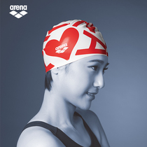 arena Arina swimming cap female mens fashion print waterproof large non-Regal adult durable silicone swimming cap