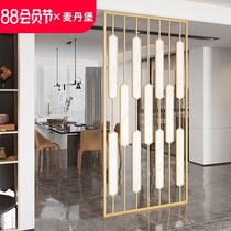 New Chinese style screen partition Living room entrance Light luxury home barrier brake Metal hollow decoration Stainless steel screen customization