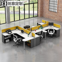 Staff desk 5 Peoples desk Modern screen holder desk chair combination 4 people desk with supervisor bit