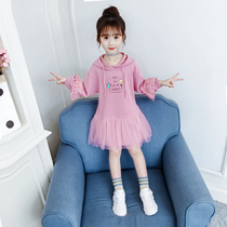 Girls dress Spring and Autumn 2022 new style foreign children autumn dress princess skirt in the big boy girl sweatshirt skirt