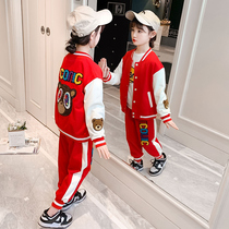 Girl Clothing Trendy Suit Foreign Air Spring Clothing 2022 New Childrens Nets Red Spring Autumn Red Fried Street Two Sets of Tides