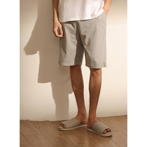 Single Sleeping Pants Mens Pure Cotton Shorts Summer Thin style Home Pants Loose Light Grey Trousers for outside wearing all-cotton home pants