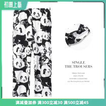 Long Pants Sleeping Pants Women Summer Pure Cotton Thin Section Loose Air Conditioning Pants Anti-mosquito Pants Spring Autumn Full Cotton Cartoon Panda Home Pants