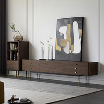 Kena Ena Nordic Ancient Wind Solid Wood TV Cabinet Small House Type Walnuts Wood Color TV Enclosure Modern Light Lavish Z