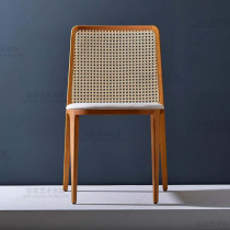 Woven dining chair solid wood home chair modern Chinese backrest Bookroom chair Nordic light luxury restaurant hotel coffee chair