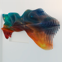 Acrylic cutting device Art Atrium interior wall color wall decoration large ornaments modern three-dimensional light luxury