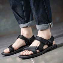 Summer new soft-bottom sandals mens beach shoes Vietnam Rubber Rome Leisure youth student magic sticker driving