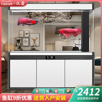 Hanba super white fish tank living room household large arowana tank screen bottom filter goldfish tank partition wall 2021