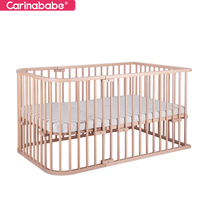 Carinababe large size crib Childrens bed Game bed Beech solid wood bedside bed Large