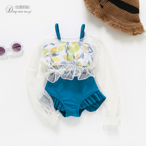 Two-year-old female baby swimsuit one-piece 3 little girl bikini Infant long sleeve sunscreen 4 childrens swimsuit set