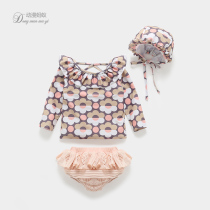 Childrens swimsuit girl Summer split two-year-old 3 female baby swimsuit ins Beach long sleeve sunscreen girl swimsuit suit